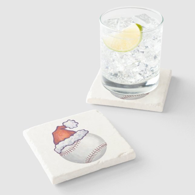 Baseball Christmas Stone Coaster (Side)