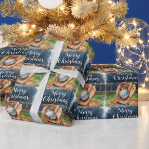 Baseball Christmas themed at stadium Wrapping Paper