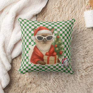 Baseball Christmas themed for Cat Lovers Cushion