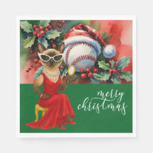 Baseball Christmas themed for Cat Lovers 