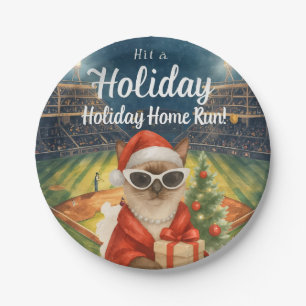 Baseball Christmas themed for Cat lovers Paper Plate