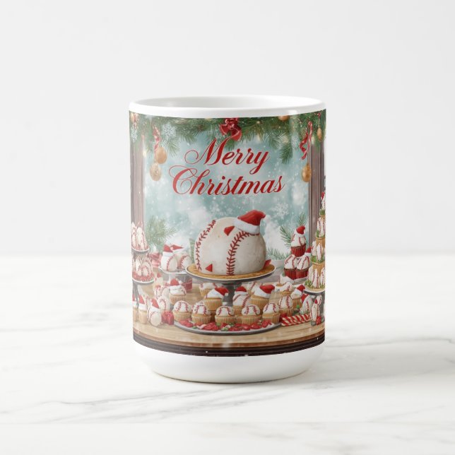 Baseball Christmas themed for player  Coffee Mug (Center)