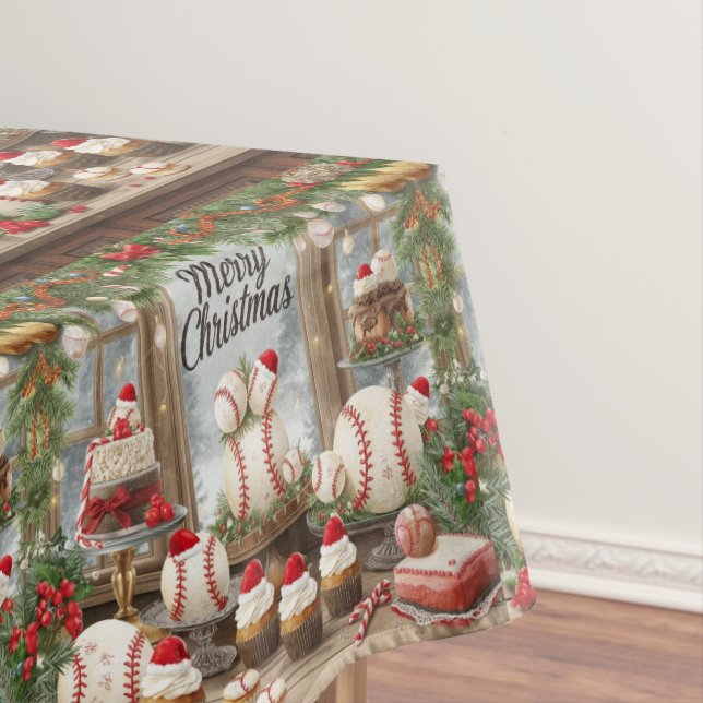 Baseball Christmas themed for player  Tablecloth (In Situ)