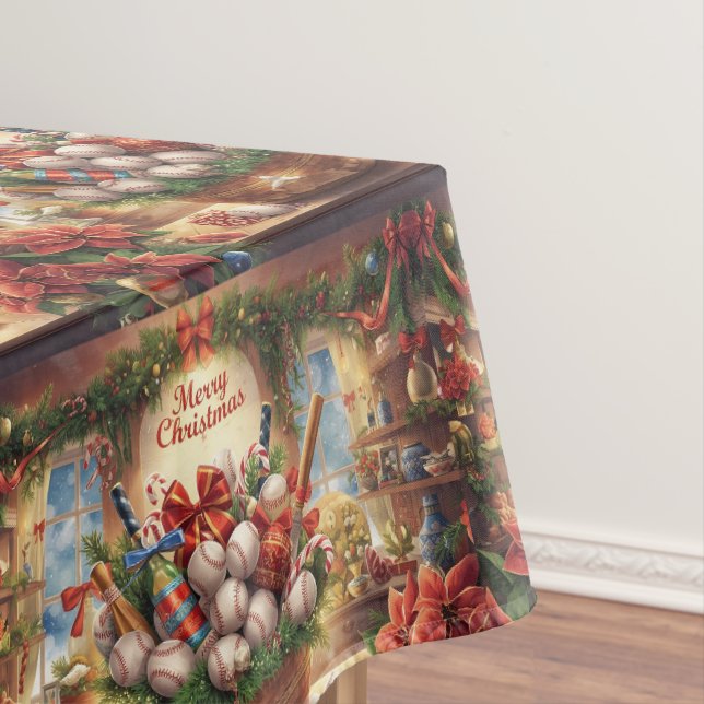 Baseball Christmas themed for player  Tablecloth (In Situ)