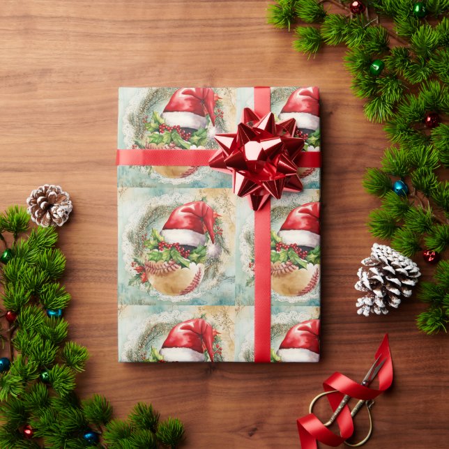 Baseball Christmas themed for Player  Wrapping Paper (Holiday Gift)