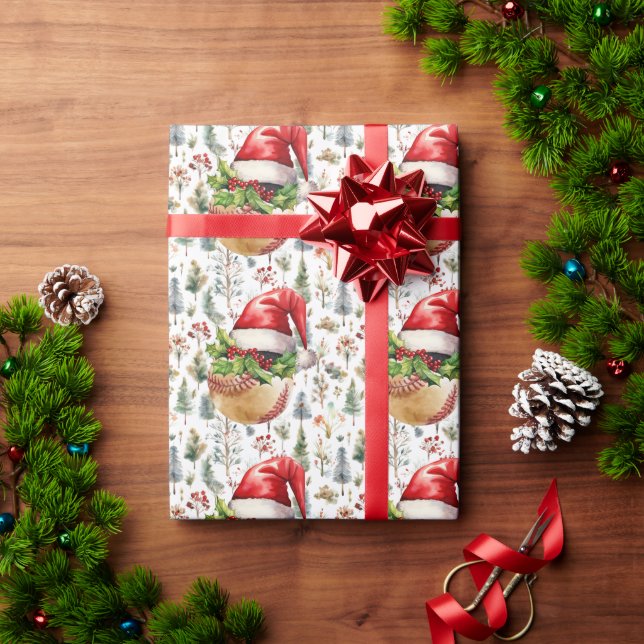 Baseball Christmas themed for Player  Wrapping Paper (Holiday Gift)