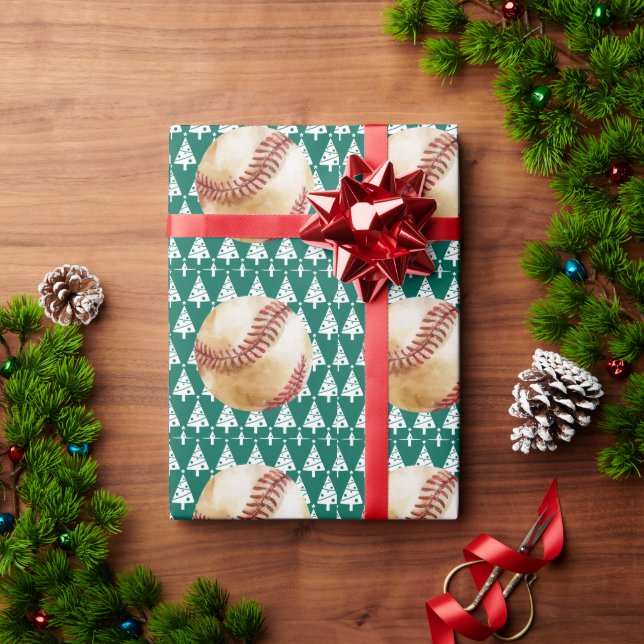 Baseball Christmas themed for Player  Wrapping Paper (Holiday Gift)