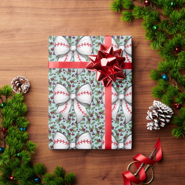 Baseball Christmas themed for Player  Wrapping Paper (Holiday Gift)