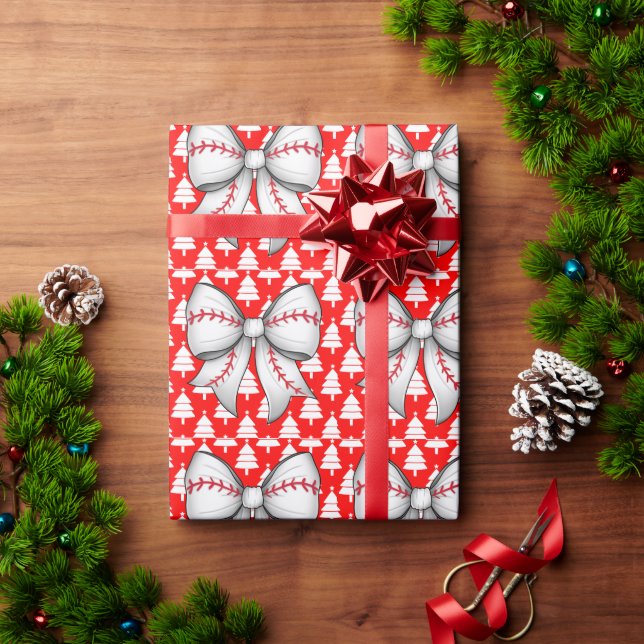 Baseball Christmas themed for Player  Wrapping Paper (Holiday Gift)