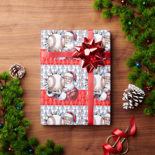 Baseball Christmas themed for Player  Wrapping Paper (Holiday Gift)