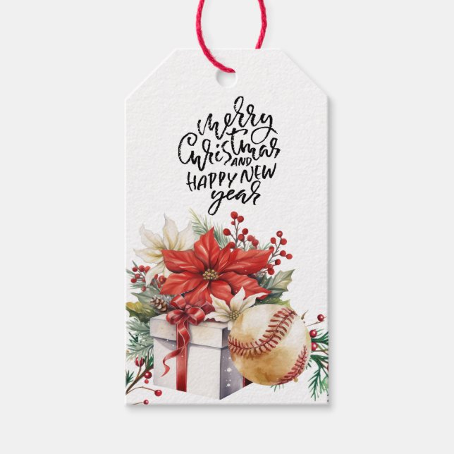 Baseball Christmas themed Gift Tags (Front)