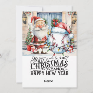 Baseball Christmas themed Holiday Card