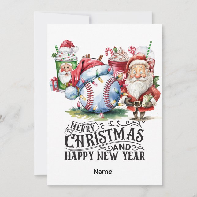 Baseball Christmas themed  Holiday Card (Front)