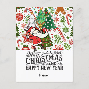 Baseball Christmas themed  Holiday Postcard