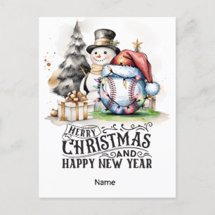 Baseball Christmas themed  Holiday Postcard