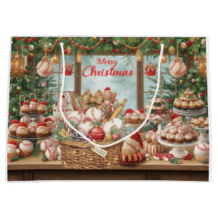 Baseball Christmas themed in Bakery Large Gift Bag