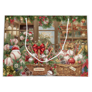 Baseball Christmas themed in Bakery  Large Gift Bag