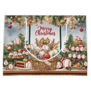 Baseball Christmas themed in Bakery Large Gift Bag