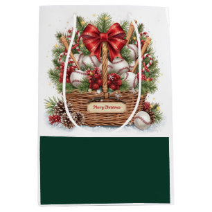 Baseball Christmas themed in Bakery Medium Gift Ba Bag