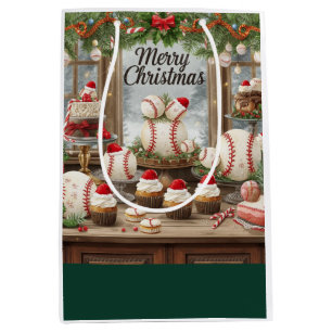 Baseball Christmas themed in Bakery Medium Gift Ba Bag