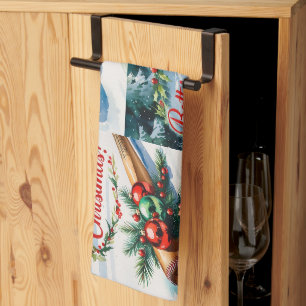 Baseball Christmas themed Tea Towel