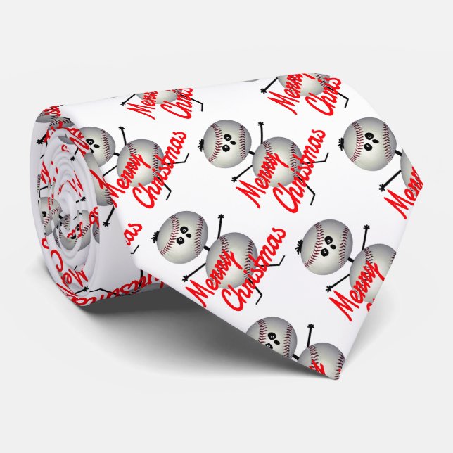 Baseball Christmas Tie (Rolled)