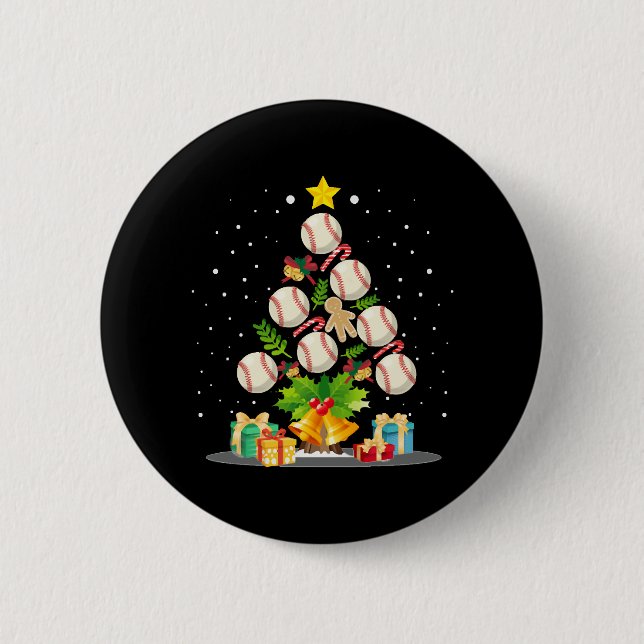 baseball christmas tree 6 cm round badge (Front)
