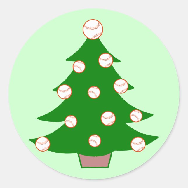Baseball Christmas Tree Classic Round Sticker (Front)