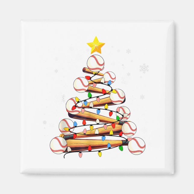 Baseball Christmas Tree Light Xmas Baseball Boys K Magnet (Front)