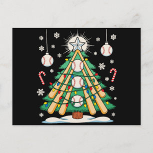 Baseball Christmas Tree Lights Ornaments Xmas Holiday Postcard