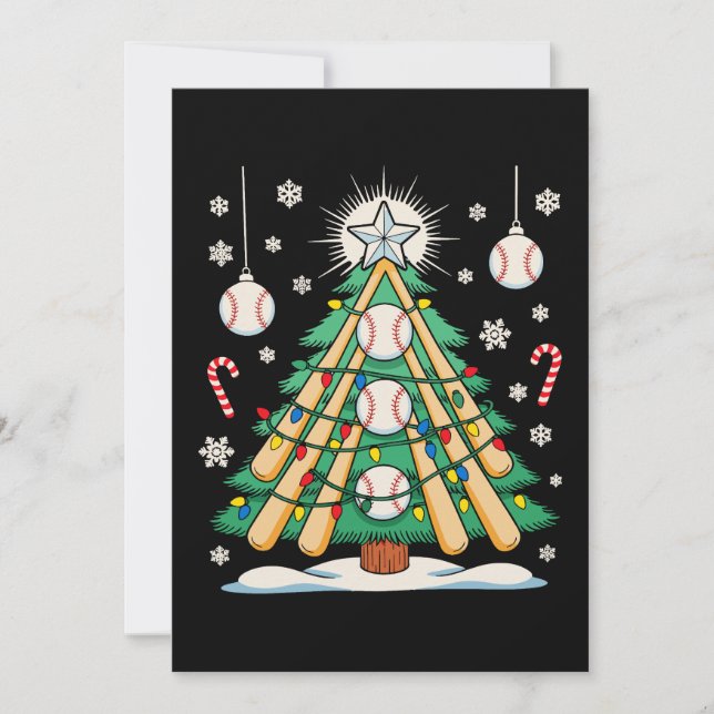 Baseball Christmas Tree Lights Ornaments Xmas Invitation (Front)