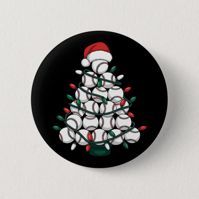 Baseball Christmas Tree Santa Sports 6 Cm Round Badge (Front)