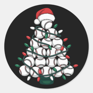 Baseball Christmas Tree Santa Sports Classic Round Sticker