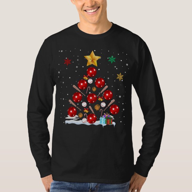 Baseball Christmas Tree T-Shirt (Front)