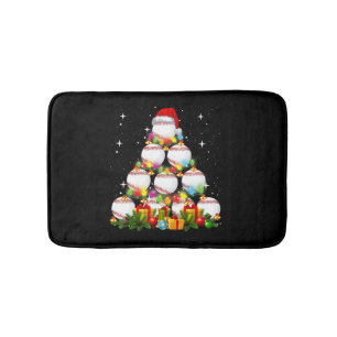 Baseball Christmas Tree Xmas Baseball Player Gift Bath Mat