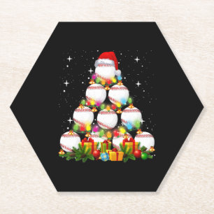Baseball Christmas Tree Xmas Baseball Player Gift Paper Coaster