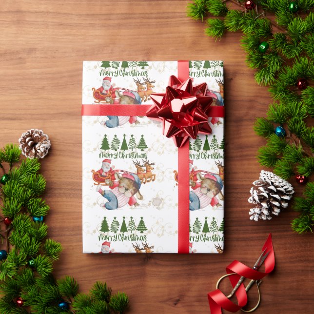 Baseball Christmas with ball and Santa Claus Wrapping Paper (Holiday Gift)