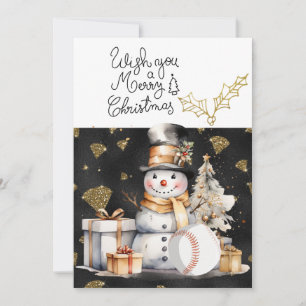 Baseball Christmas with gifts and ball Holiday Card