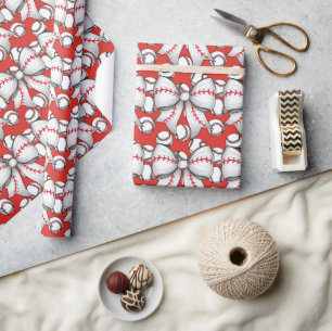 Baseball Christmas with gifts and ball  Wrapping Paper