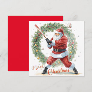 Baseball Christmas with Santa Claus Holiday Card