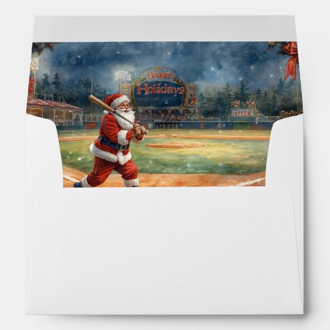 Baseball Christmas with Santa Claus playing  Envelope (Back (Bottom))