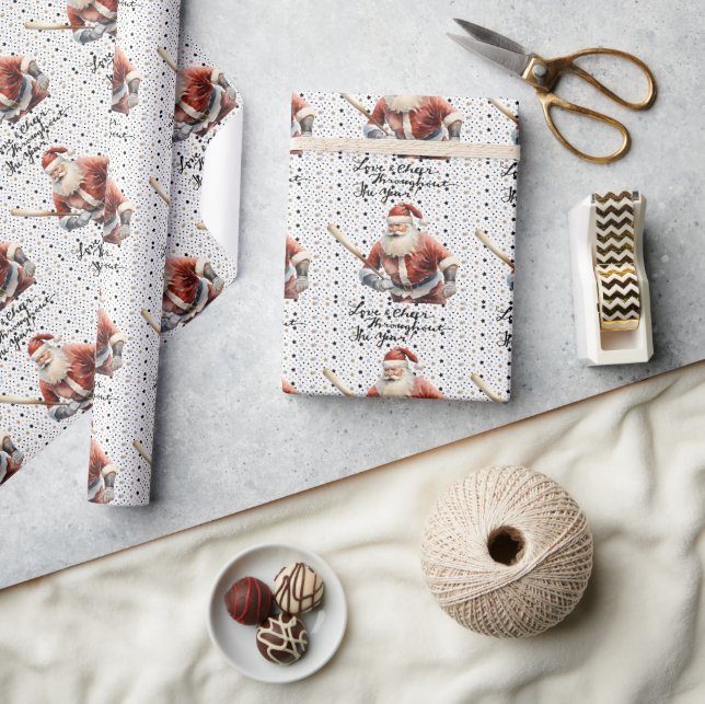 Baseball Christmas with Santa Claus Wrapping Paper (Crafts)