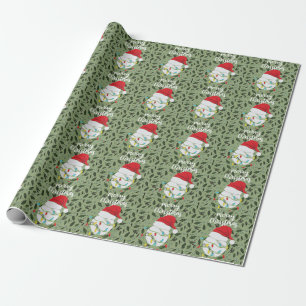 Baseball Christmas with Santa hat Wrapping Paper