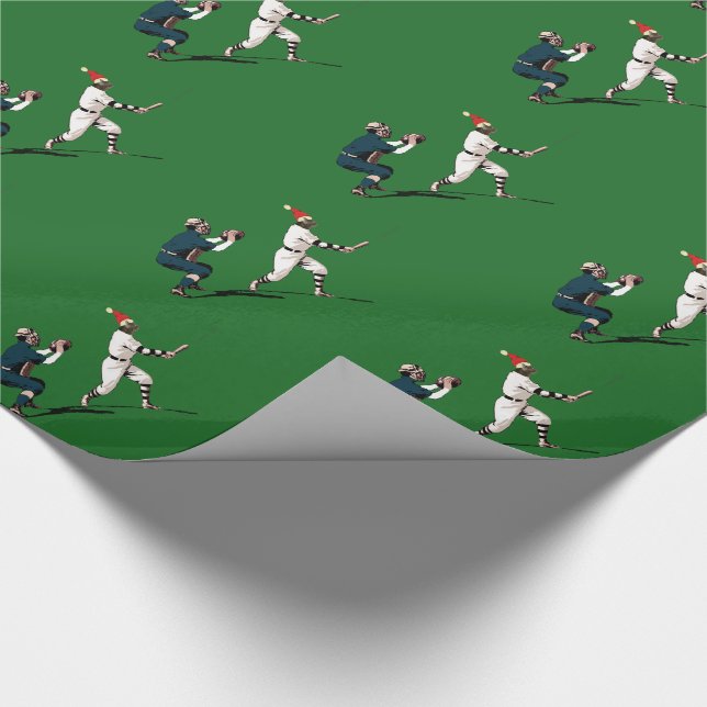 Baseball Christmas Wrapping Paper (Corner)