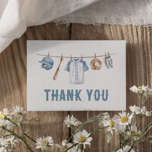Baseball Clothesline Baby Shower Thank You Card