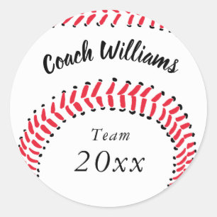 Baseball Coach Add Name, Team and Year Classic Round Sticker