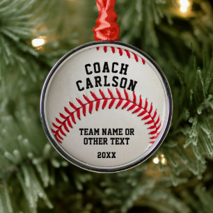 Baseball Coach Ball Stitching Personalised Metal Ornament