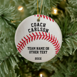 Baseball Coach Ball Stitching Photo Personalised Ceramic Ornament