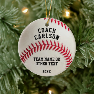 Baseball Coach Ball Stitching Photo Personalised Ceramic Ornament