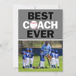 Baseball Coach Best Ever Custom Photo Thank You Card